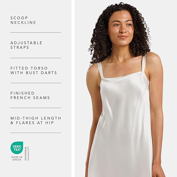 Fishers Finery Women’s 100% Pure Mulberry Silk Chemise Nightgown – Luxury Sleepwear